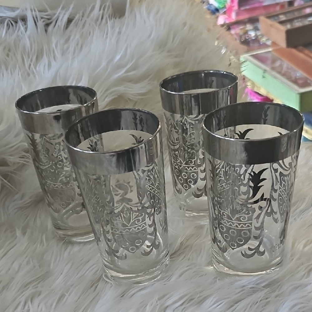 Elegant Silver Trim Glass Tumblers